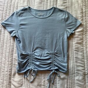 Hollister Light Blue Ruched Short Sleeve Top